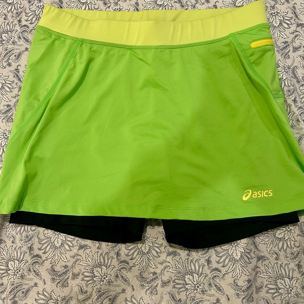 Asics Lime Skort with Black Inner Shorts